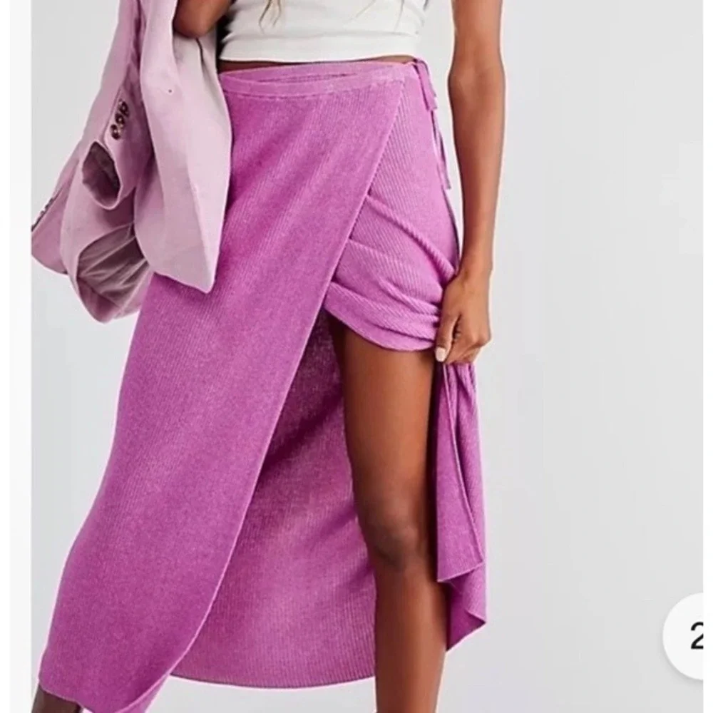 Free People Beach‎ Borderline Midi Skirt Size Large Ribbed Wrap - Picture 8 of 8